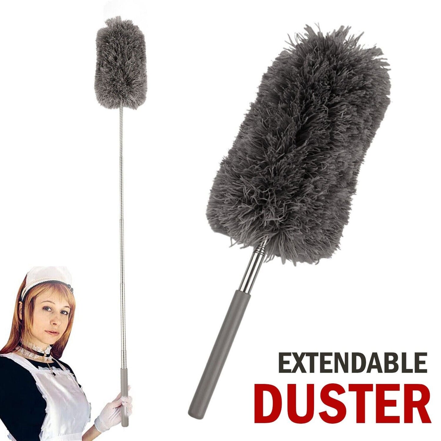 Adjustable Soft Microfiber Feather Duster Dusting Brush Household Cleaning Tool