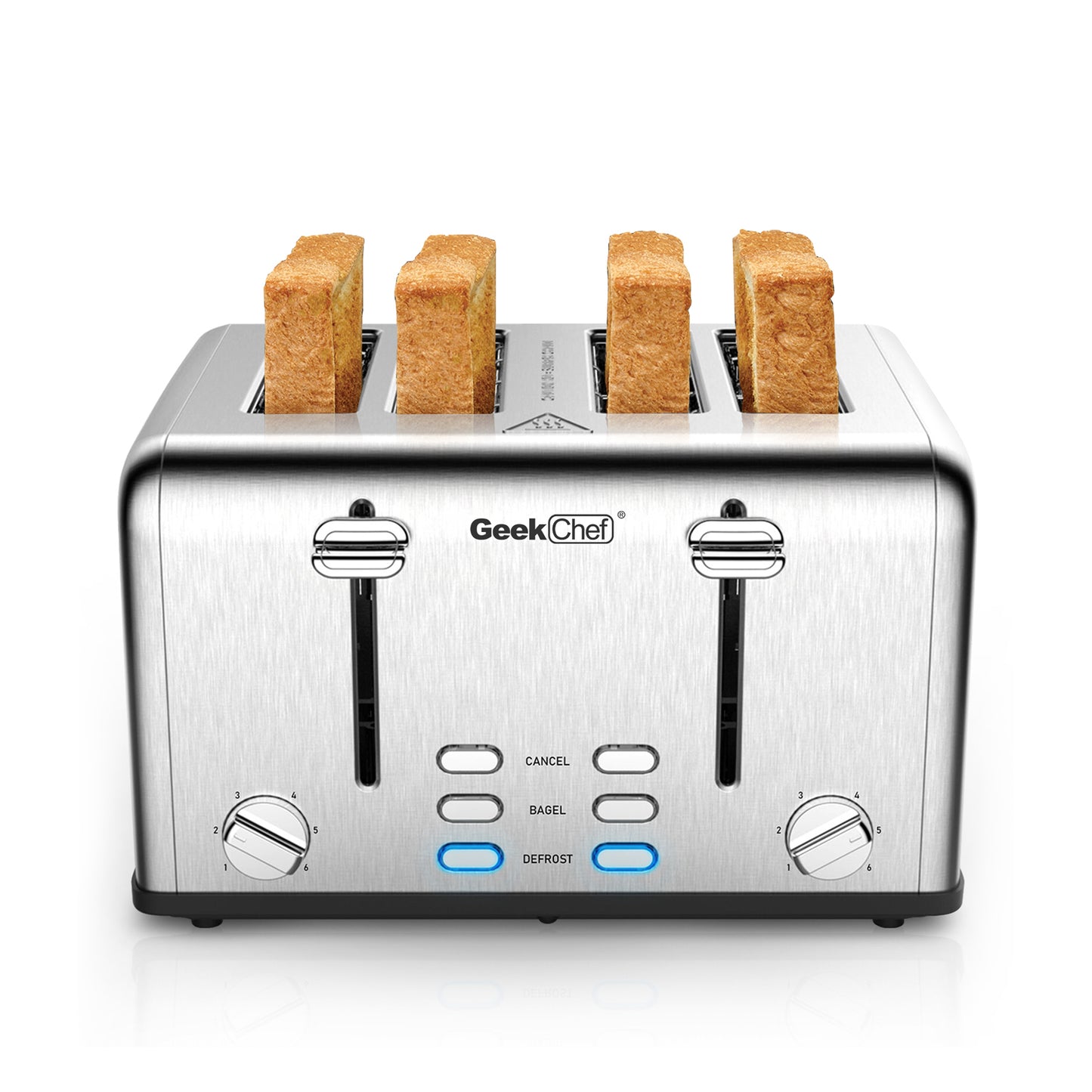 Geek Toaster 4 Slice, Extra-Wide Slot Dual Control Panels Of Bagel