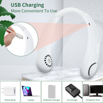 Neck Fan Portable Cooling USB Leafless 360 Degree Neckband 4000Mah