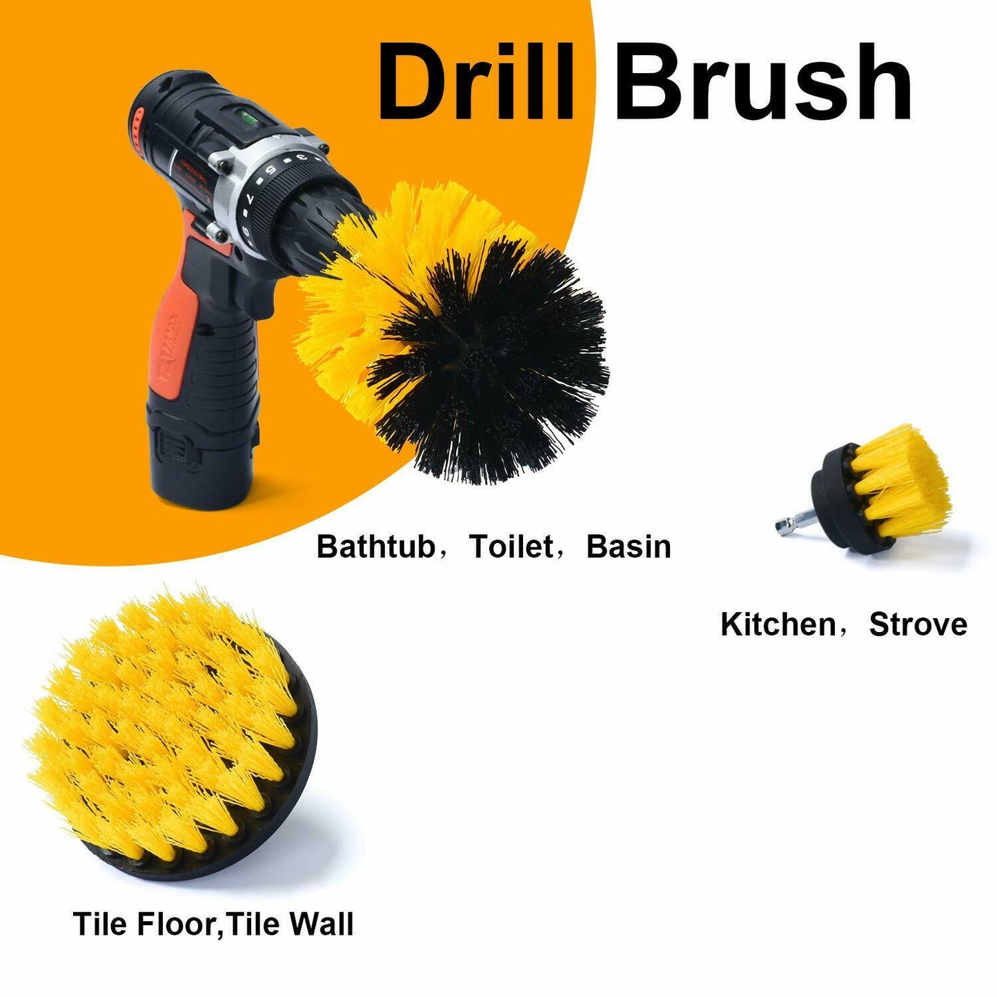 Drill Brush Set Power Scrubber, Car Wash Cleaning Carpet