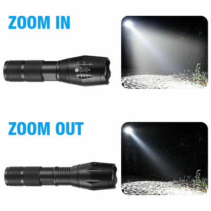 2Set High Power Torch Adjustable Focus LED Flashlight 5 Modes Lamp Batt Char