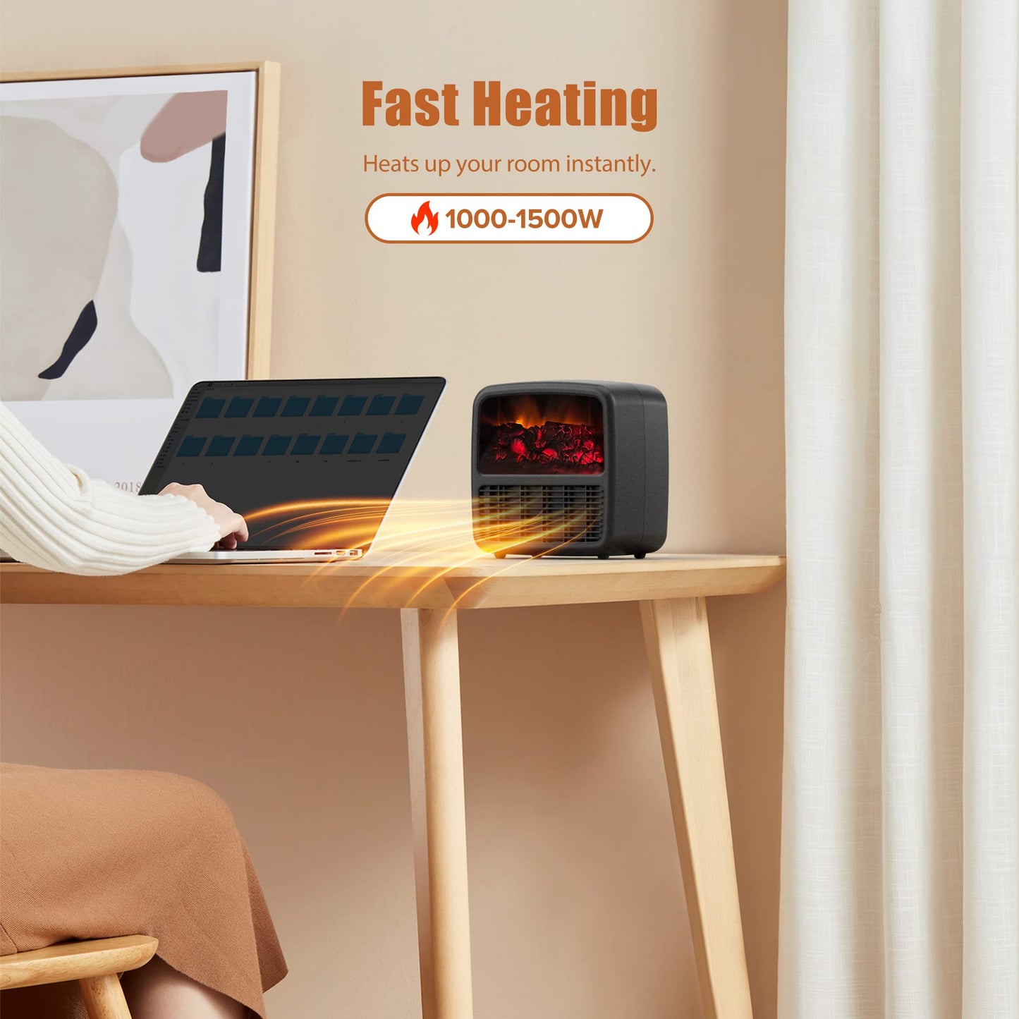 Electric Space Heater, Indoor Small Winter Air Heater