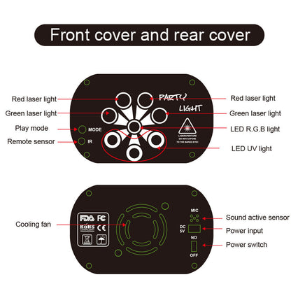 480 Pattern LED RGB Disco Party Laser Stage Light USB Club DJ Lighting Projector