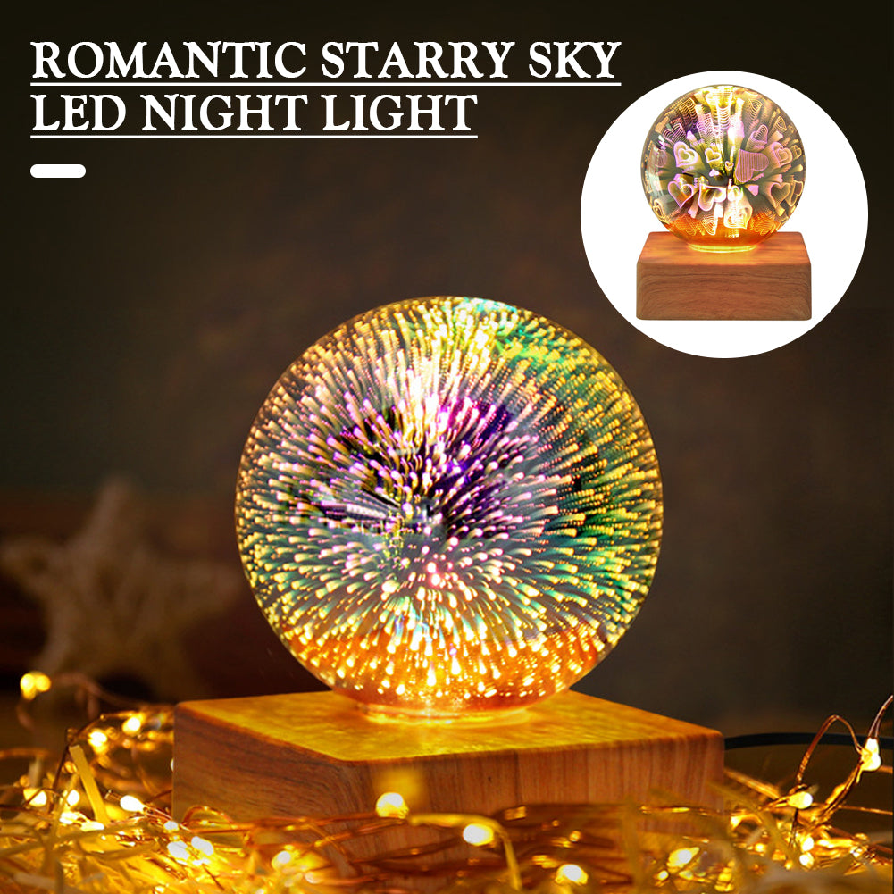 Firework Crystals Ball Night Light USB 3D LED