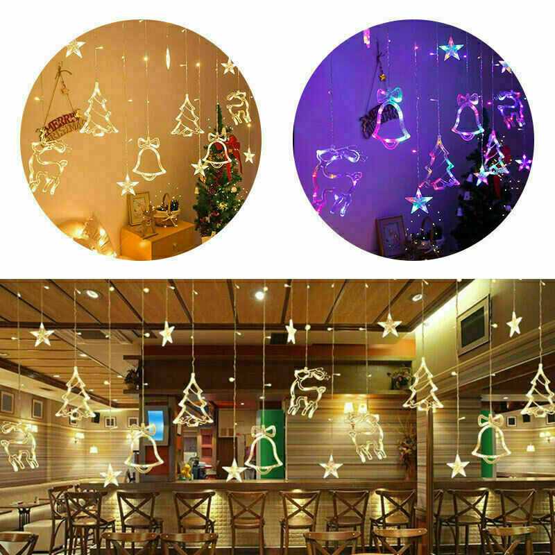 LED Fairy String Window Curtain Lights Star Christmas Xmas Party Home Indoor