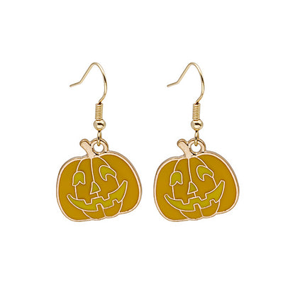 Halloween Earrings Cute Pumpkin Spooky Oil Drip Alloy Earrings Jewelry