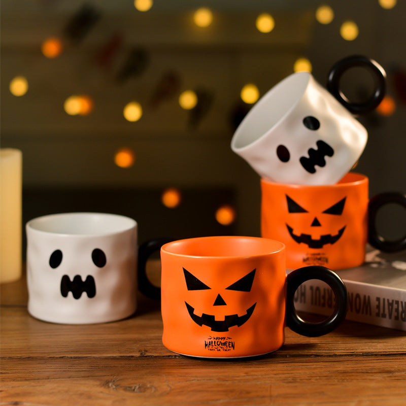 Pumpkin Ceramic Cup, With Handle, Halloween party Gift Mug