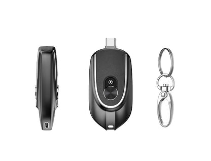 2 In 1 Mini Keychain Power Bank, 5V 1200MAH Backup, Retractable Plug Waterproof Phone Charging Accessory